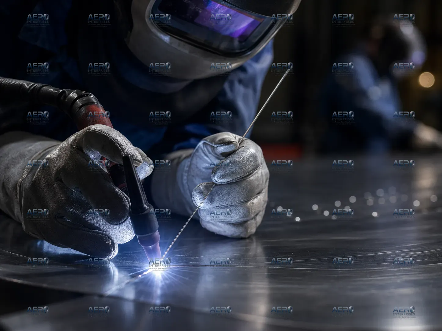 MIG welding structural frame at Aero Enterprises Vasai Phata
