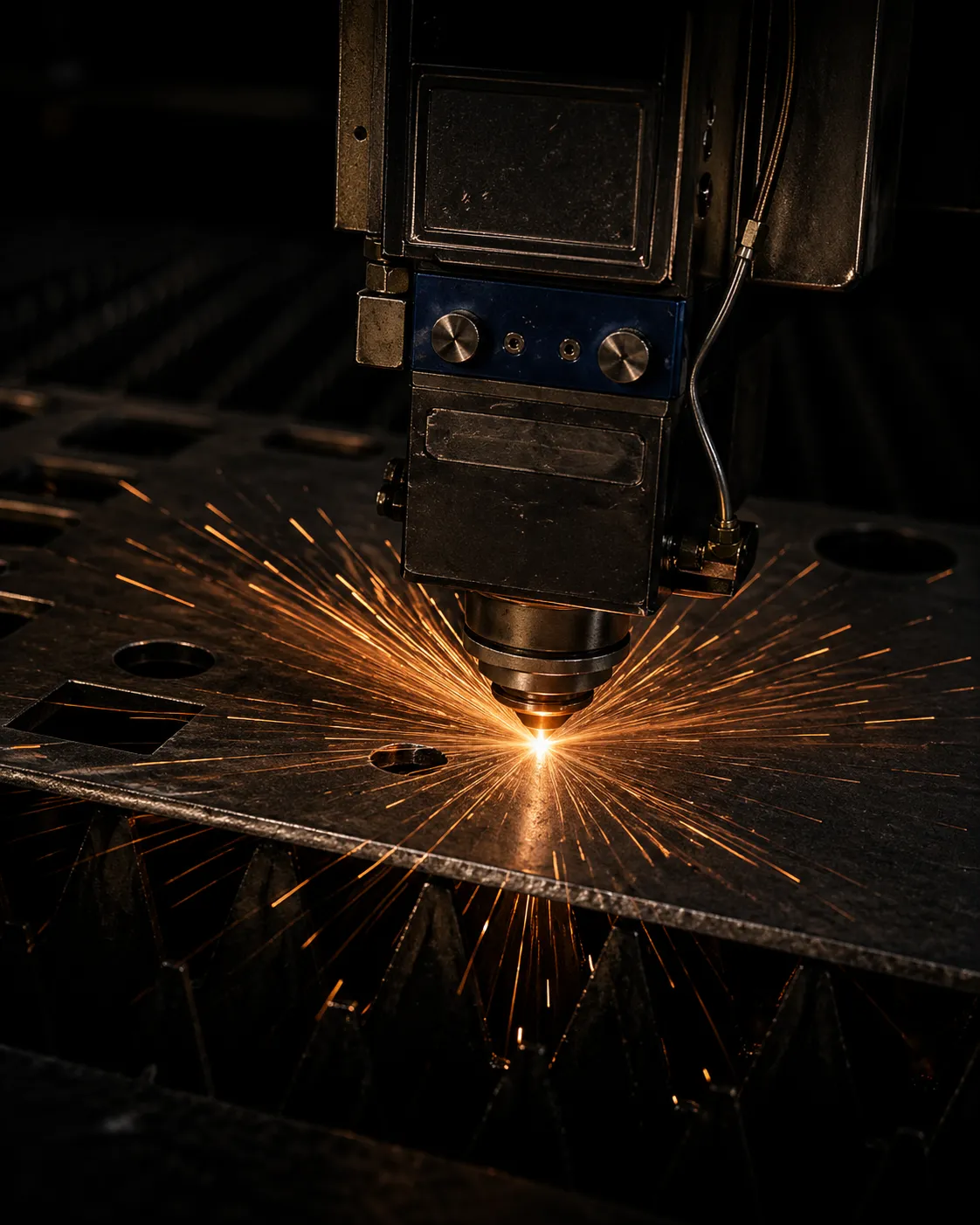 CAD/CAM nested MS sheet on fiber laser cutting bed — laser cutting service near me Vasai Palghar